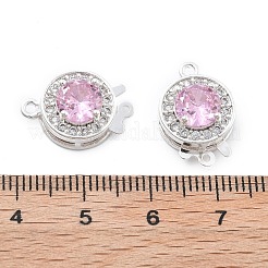 Flat Round Brass Micro Pave Cubic Zirconia Box Clasps&nbsp;KK-B125-15B-03S