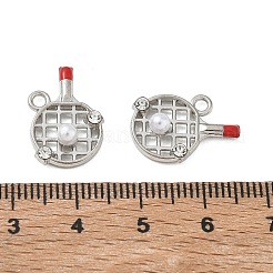 Alloy & ABS Plastic Pearl & Rhinestone Pendants Racket Charms&nbsp;PL-CBA5609-03P