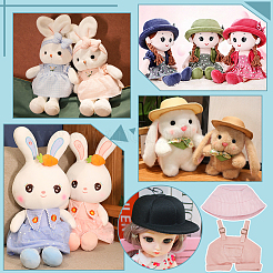 1Pc Cotton & PU Leather Suspender Trousers and 1Pc Cloth Bucket Hat for Dolls Accessories&nbsp;DOLL-WR0001-05A