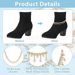 2Pcs Alloy Rhinestones Link Boot Strap Chains&nbsp;HJEW-HS00054