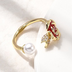 Brass Micro Pave Cubic Zirconia Cuff Rings&nbsp;RJEW-P166-03G-02