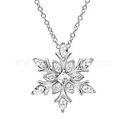 Alloy Pave Cubic Zirconia Christmas Snowflake Pendants Necklaces for Women&nbsp;FS-WG170D7-02