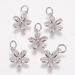 Brass Micro Pave Cubic Zirconia Charms&nbsp;ZIRC-E146-12P