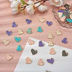50Pcs 5 Colors Alloy Enamel Pendants&nbsp;ENAM-SZ0002-86