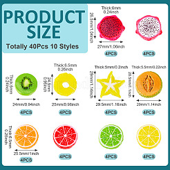 40Pcs 10 Styles Resin Imitation Fruit Model&nbsp;DJEW-TA0001-18
