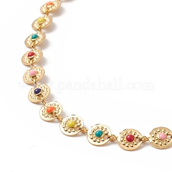 Colorful Enamel Flower Link Chain Necklace&nbsp;NJEW-JN04233