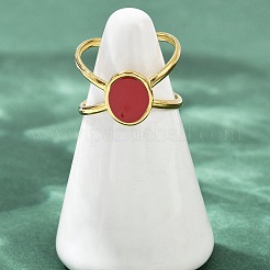 Oval 304 Stainless Steel Enamel Cuff Rings for Women&nbsp;RJEW-G355-03G-02