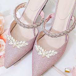 4Pcs 2 Colors Wing Alloy Rhinestone Shoe Decoration&nbsp;FIND-GO0002-27