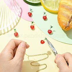 6Pcs 2 Colors Cherry Brass Enamel Pendants&nbsp;KK-CJ0003-18