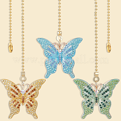 3Pcs Butterfly Alloy Rhinestone Charms Ceiling Fan Pull Chain Extenders&nbsp;HJEW--CP00040