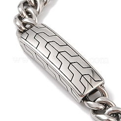 304 Stainless Steel Curved Rectangle Link Chain Bracelets for Men&nbsp;BJEW-B096-40AS