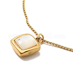 Synthetic Shell Square Pendant Necklace&nbsp;LS-NJEW-G085-10G