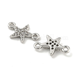 Brass Micro Pave Clear Cubic Zirconia Connector Charms&nbsp;KK-Q820-42P