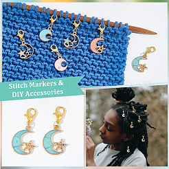 Moon with Star Pendant Stitch Markers&nbsp;HJEW-AB00337