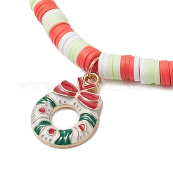 Christmas Theme Handmade Polymer Clay Beaded Stretch Bracelets for Women Men&nbsp;BJEW-JB11313