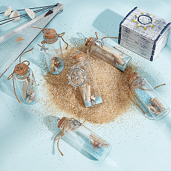 6Pcs 6 Styles Ocean Theme Column Glass Wishing Bottle Big Pendants&nbsp;AJEW-ME00013