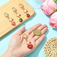 4Pcs 4 Styles Alloy Enamel Keychains&nbsp;KEYC-CJ00011