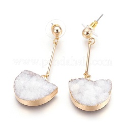 Natural Druzy Quartz Dangle Stud Earrings&nbsp;EJEW-F171-02
