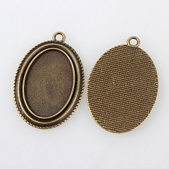 Vintage Tibetan Style Alloy Pendant Cabochon Bezel Settings&nbsp;TIBEP-M018-52AB-NF