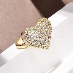 Brass Micro Pave Cubic Zirconia Cuff Open Rings&nbsp;RJEW-F204-07B-G01