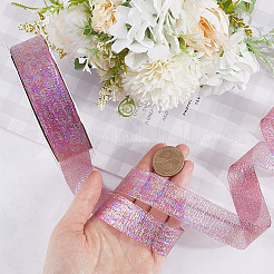 20 Yards Iridescent Polyester Ruffled Ribbon for Sewing Decoration&nbsp;OCOR-WH20007-14B