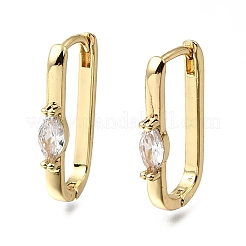 Brass Clear Cubic Zirconia Huggie Hoop Earrings&nbsp;EJEW-G473-03G