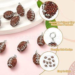 10Pcs Handmade Polymer Clay Rhinestone Pendants&nbsp;CLAY-CJ0002-08