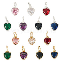 14Pcs 14 Colors Brass Micro Pave Cubic Zirconia Pendants&nbsp;KK-TA0002-09