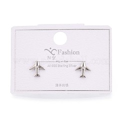 925 Sterling Silver Micro Pave Clear Cubic Zirconia Airplane Stud Earrings&nbsp;STER-N016-84P