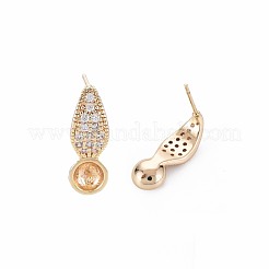 Brass Micro Pave Clear Cubic Zirconia Stud Earring Findings&nbsp;KK-S364-127