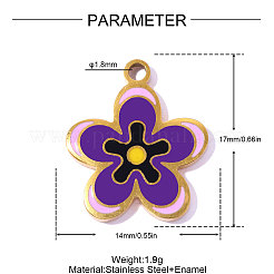 304 Stainless Steel Enamel Pendants&nbsp;STAS-OY018-25G-01