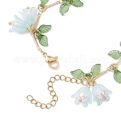 Flower Leaf Shell Pearl & Acrylic Charm Bracelets&nbsp;X1-BJEW-TA00535-02