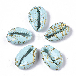 Spray Painted Natural Cowrie Shell Beads&nbsp;SSHEL-R047-03-A04