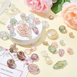 40Pcs 5 Colors Transparent Acrylic Beads&nbsp;MACR-YW0003-46A