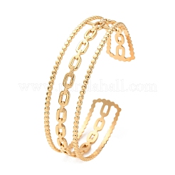 304 Stainless Steel Hollow Oval Cuff Bangles&nbsp;BJEW-F457-18G