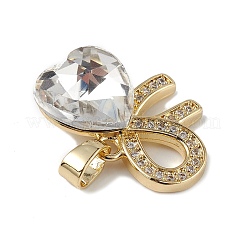 Real 18K Gold Plated Rack Plating Brass Micro Pave Clear Cubic Zirconia Pendants&nbsp;KK-C015-26G-01