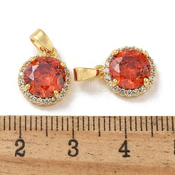 Brass Micro Pave Cubic Zirconia Pendents&nbsp;KK-R210-19G