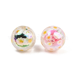 10Pcs 5 Colors UV Plating Printed Transparent Acrylic Beads&nbsp;TACR-FP0001-10
