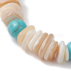 Natural Shell & Synthetic Turquoise Beads Charm Bracelets&nbsp;BJEW-TA00699