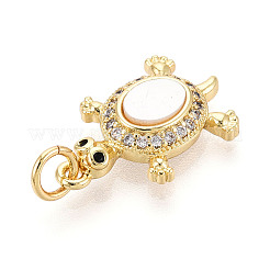 Brass Micro Pave Clear Cubic Zirconia Pendants&nbsp;KK-N268-14G