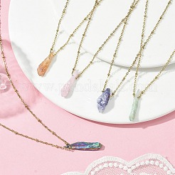 Electroplated Natural Quartz Crystal Prism Pendant Necklaces&nbsp;NJEW-JN05028-01
