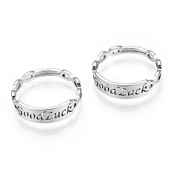 Non-Tarnish 304 Stainless Steel Word Good Luck Adjustable Ring for Women&nbsp;LS-RJEW-T027-13P