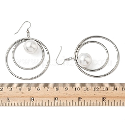 Electroplated 304 Stainless Steel Imitation Pearl Dangle Earrings&nbsp;EJEW-Z129-04P