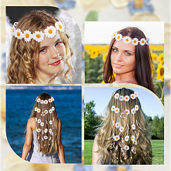 2Pcs 2 Styles Cloth Flower Hippie Headband Floral Crown&nbsp;OHAR-CP0001-18A