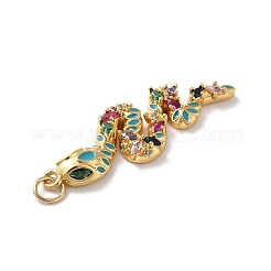 Rack Plating Brass Micro Pave Cubic Zirconia Pendants&nbsp;X-KK-A160-12G