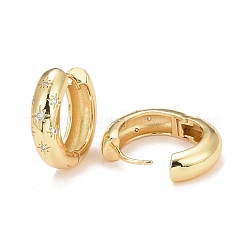 Clear Cubic Zirconia Star Hoop Earrings&nbsp;EJEW-C022-04G-01