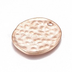 Alloy Blank Flat Round Hammered Pendants&nbsp;PALLOY-M031-07RG