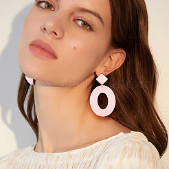 5 Pair 5 Color Acrylic Hollow Oval Dangle Stud Earrings with Steel Iron Pins for Women&nbsp;EJEW-AN0004-04