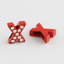 Mixed Color Zinc Alloy Grade A Rhinestone Letter Slide Charms&nbsp;ALRI-S130-X