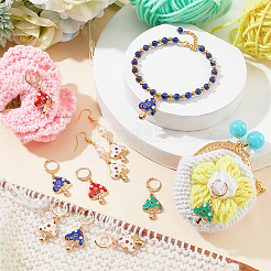 16Pcs 4 Color Alloy Enamel Mushroom Charms Locking Stitch Markers&nbsp;AJEW-PH01455